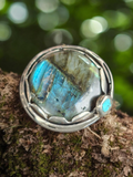 Labradorite & Turquoise Flower Ring